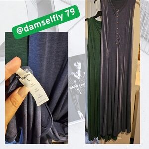 HALARA Elegant Blue and Green Maxi Dress